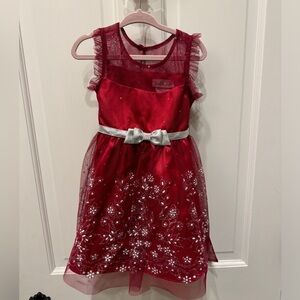 NWOT Jona Michelle 2T Red and Silver Formal Girls Dress with Ruffle Sleeves